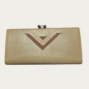 Vintage Beige Leather Lady Buxton Continental Kisslock Wallet